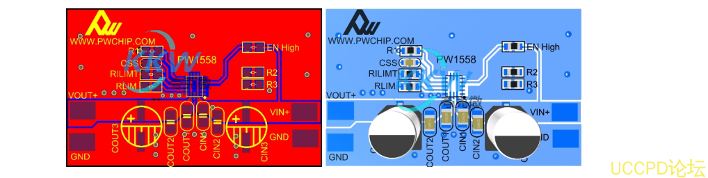  3V-20V 输入限流和过压保护芯片模板 PW1558， 1A-5A